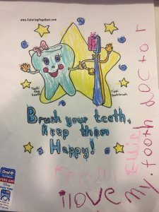 Child's coloring and patient review for Lowry Pediatric Dental Health