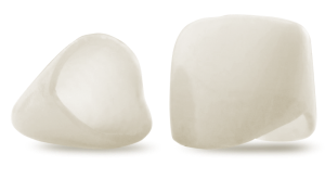one standing white crowns and one laying white crown