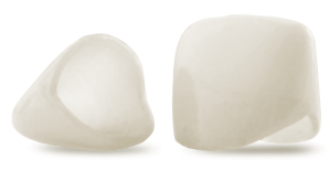 one standing white crowns and one laying white crown